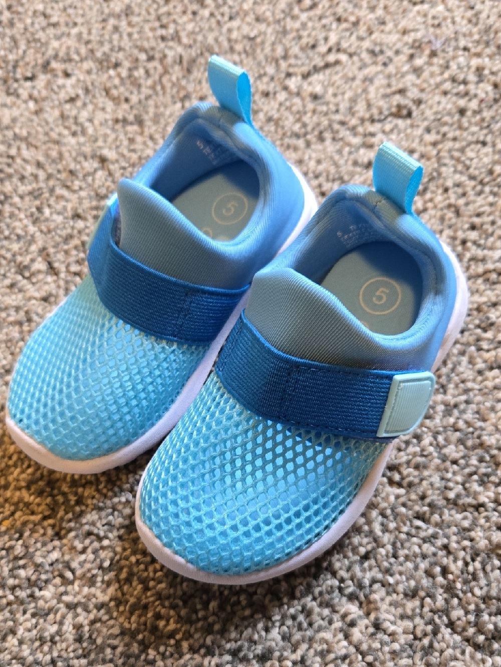 Cat & Jack Light Blue Mesh Slip-On Sneakers with Dark Blue Strap